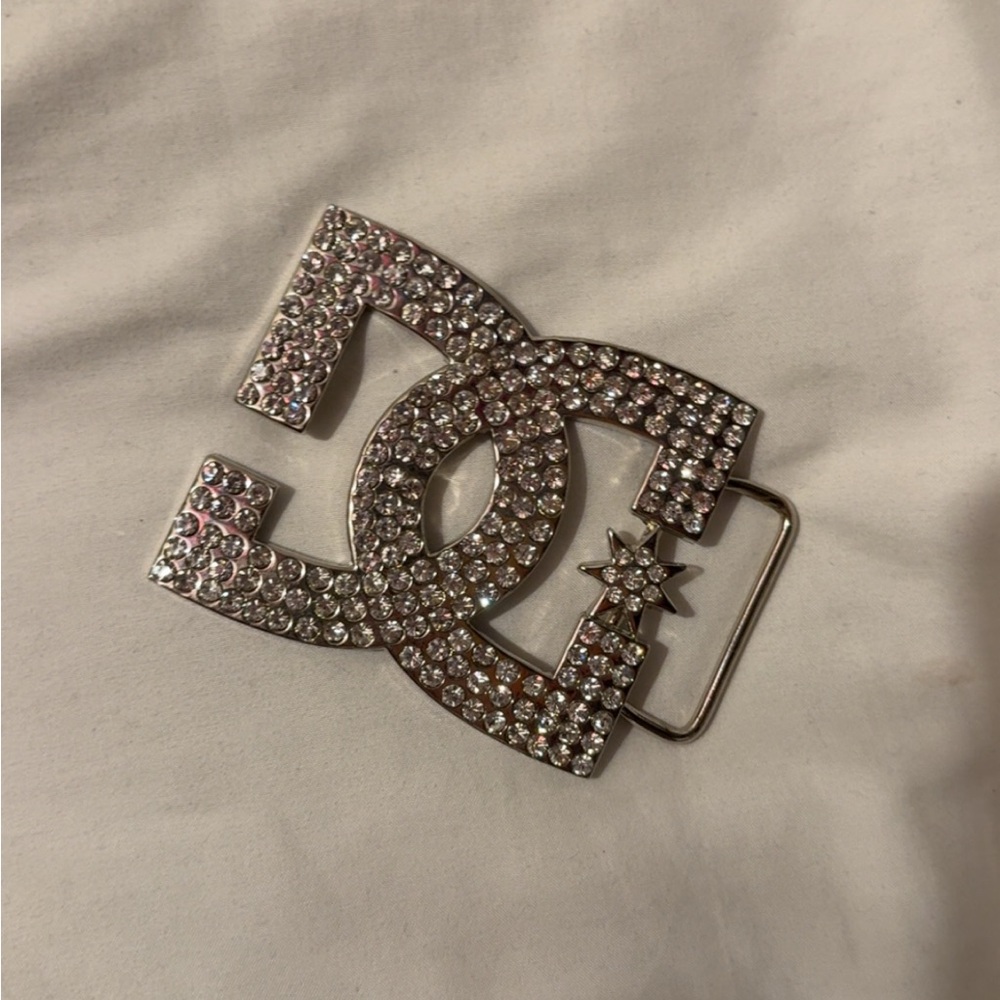 SOLD - DC belt Logo Rhinestone Belt Buckle
